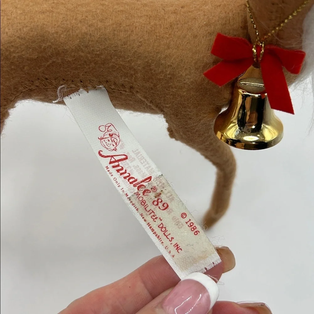 Annalee Reindeer Plush with Santa Hat and bell